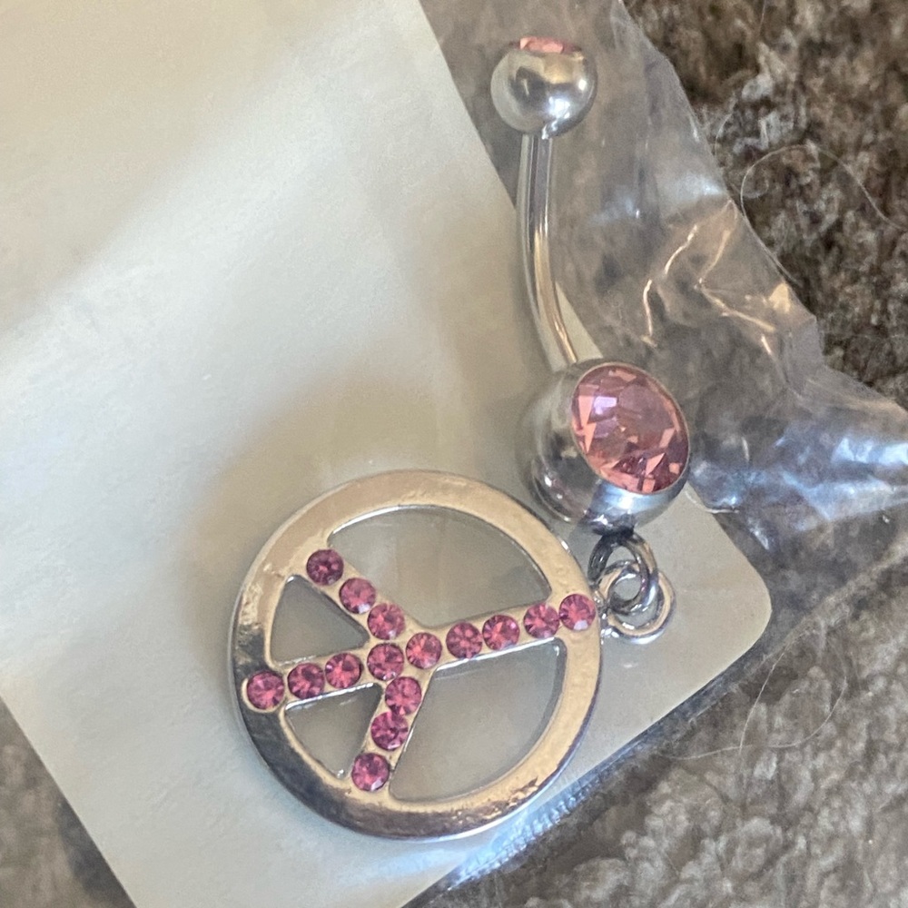 Peace Dangle Belly Ring - image 1